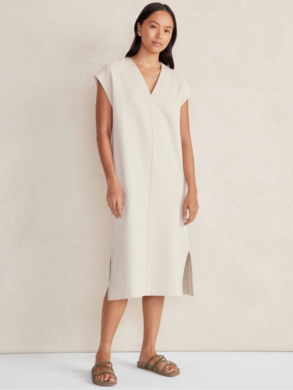 Organic Cotton French Terry V-Neck Dress